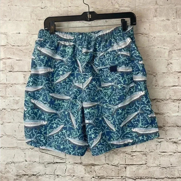 Vineyard Vinces Men's Tropical Tarpon Chappy Trunks Small Swim Blue Fish Sm S - Picture 10 of 11